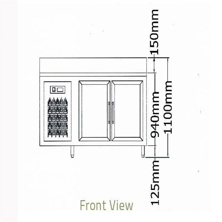 Bàn mát 2 cánh kính có thành sau Berjaya B2D/C5/6-SM - Ảnh 2