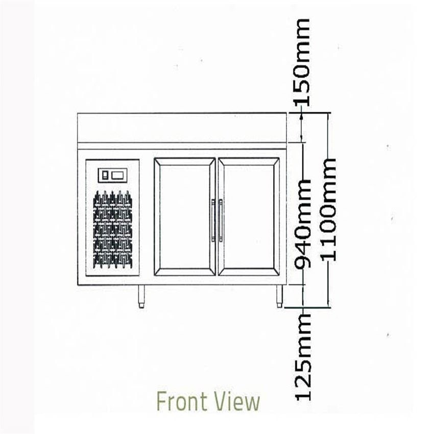 Bàn mát 2 cánh kính có thành sau Berjaya B2D/C6/6-SM - Ảnh 2