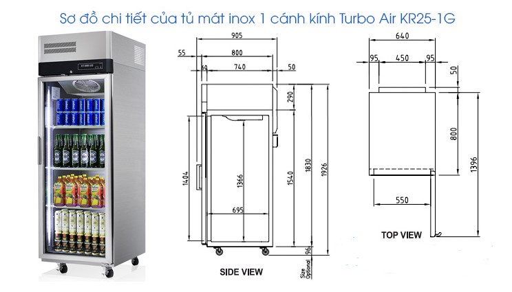 Tủ mát 1 cánh kính Turbo Air KR25-1G - Ảnh 2