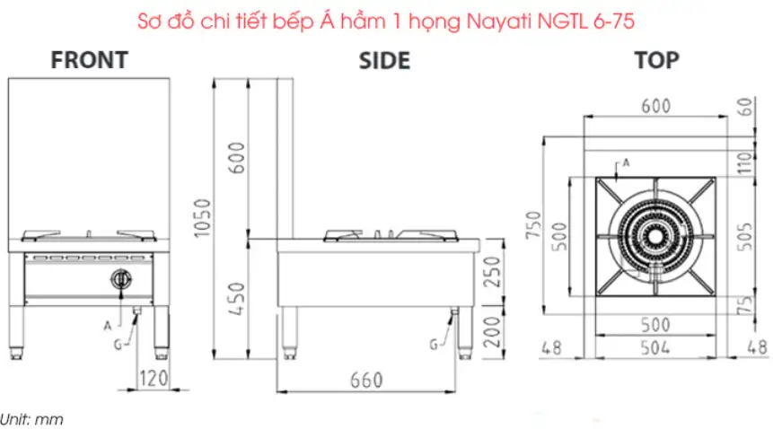 Bếp Á hầm 1 họng Nayati NGTL 6-75 - Ảnh 3