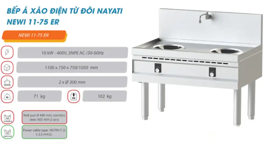 Bếp Á xào điện từ đôi Nayati NEWI 11-75 ER - Ảnh 3
