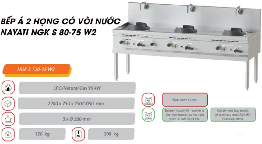 Bếp Á 3 họng có vòi nước Nayati NGK S 120-75 W3 - Ảnh 3