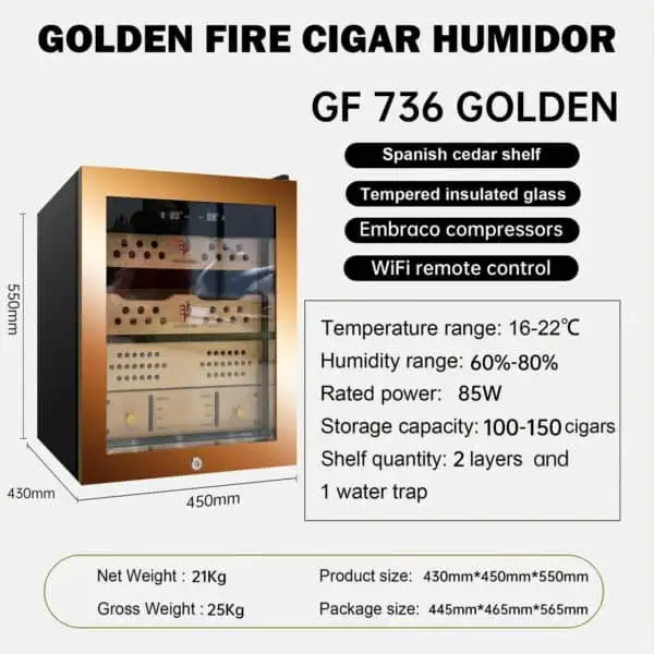 Tủ Bảo Quản Xì Gà Mini Golden Fire GF 736 - Ảnh 3