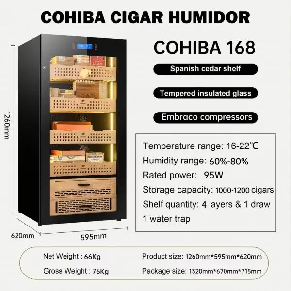 Tủ Điện Bảo Quản Xì Gà Cohiba 168 (600-800 Điếu) - Ảnh 4