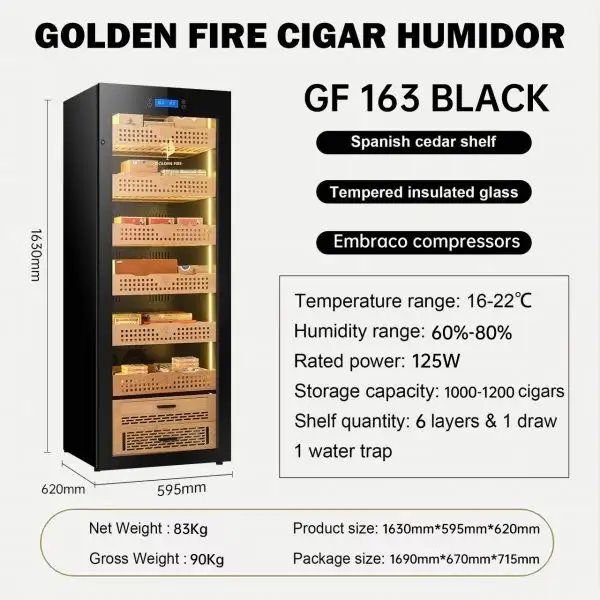 Tủ Bảo Quản Xì Gà Golden Fire GF 163 Black (1000- 1200 Điếu) - Ảnh 3