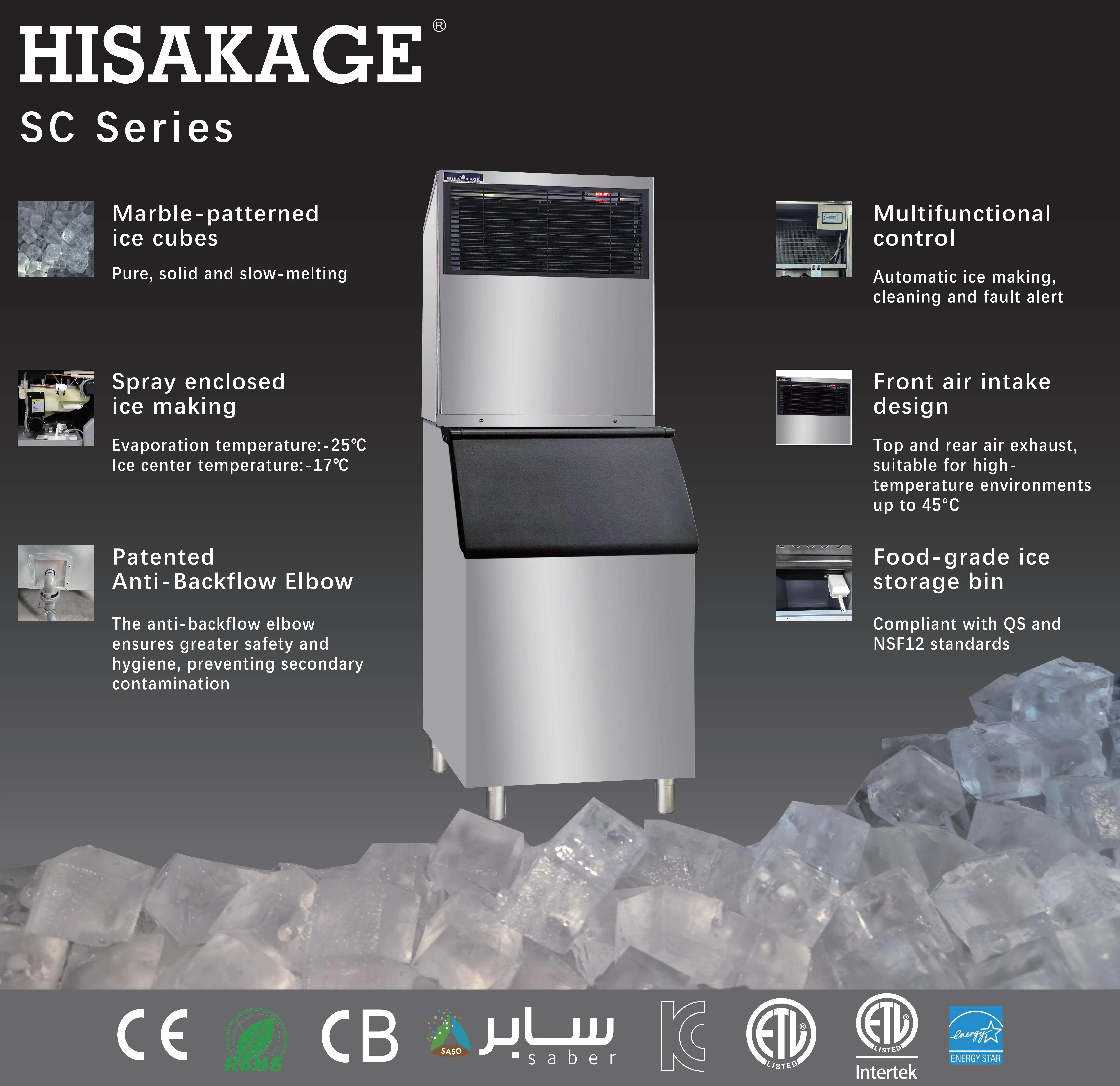 Máy làm đá vuông công nghiệp Hisakage SC-500 - Ảnh 2