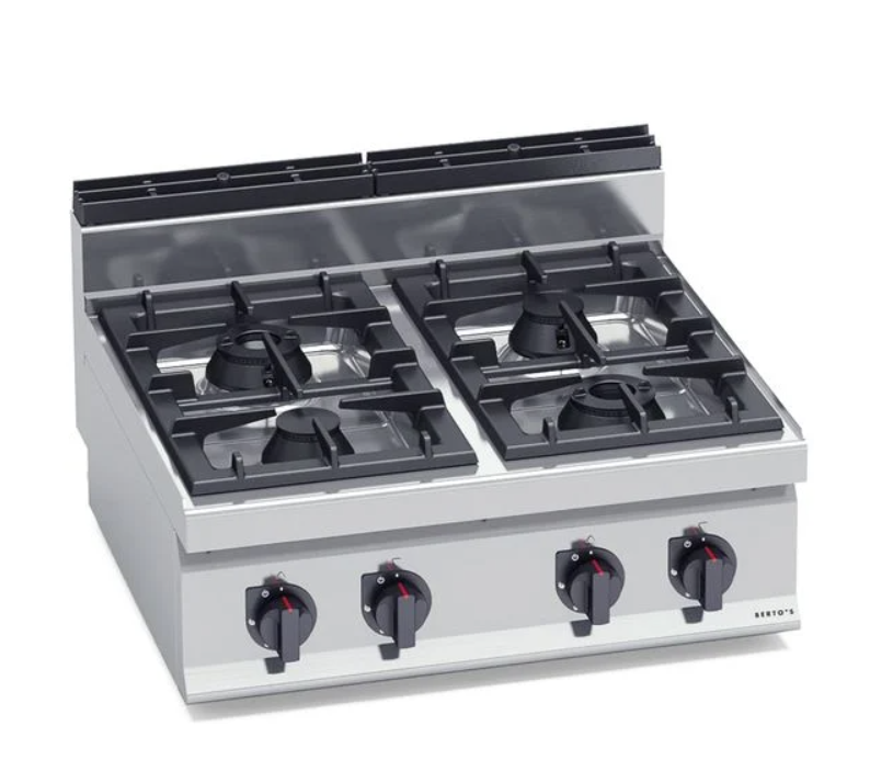 BẾP ÂU 4 HỌNG ĐẶT BÀN DÙNG GAS BERTO'S - G7F4BP