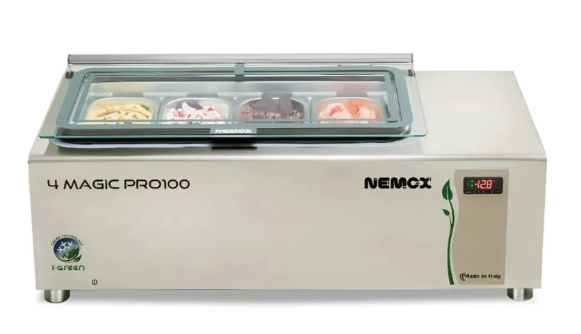 Tủ Trưng bày và bảo quản kem Gelato 4 khay để bàn Nemox 4 Magic Pro100