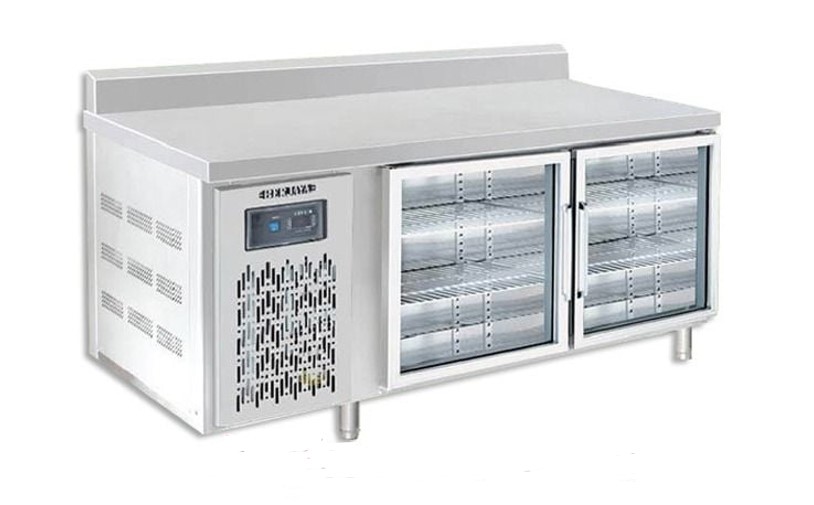 Bàn mát 2 cánh kính có thành sau Berjaya B2D/C6/6-SM