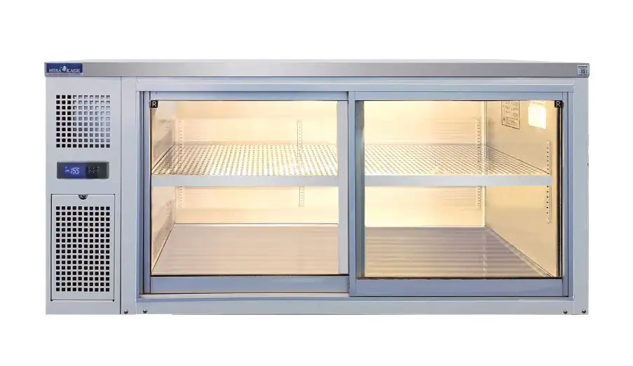 Tủ mát treo tường cửa trượt 2 cánh kính Hisakage CW-180