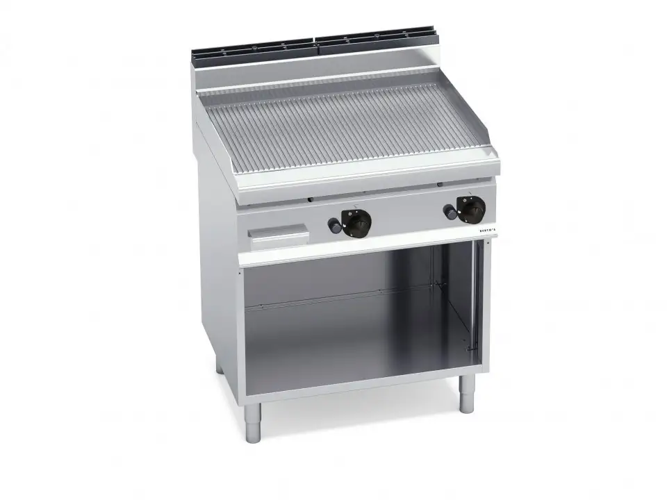 Bếp Chiên Phẳng Rãnh Dùng Gas Có Tủ Dưới Berto's G7FR8M-2