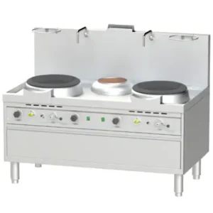 Bếp Á 2 họng có quạt thổi 1 bầu nước Nayati NGKB 16-90 W2N1 CLN